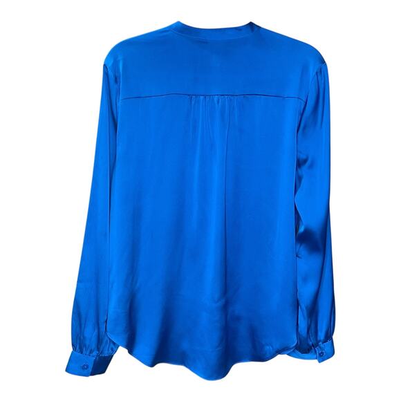 Worthington Satin Teal Blue Button-Up Blouse Women’s Large Long Sleeve - Picture 8 of 8